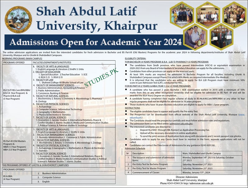 Shah-Abdul-Latif-University-Admission-Advertisement